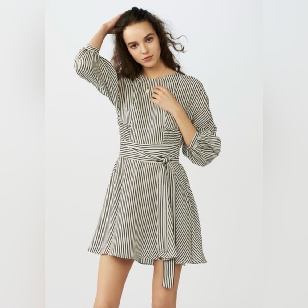 Maje Roxby Striped Smocked Dress | Size 1
